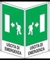 Cartello bifacciale uscita di emergenza a sinistra