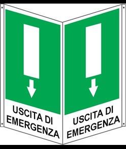 Cartello con simbolo 'uscita di emergenza'