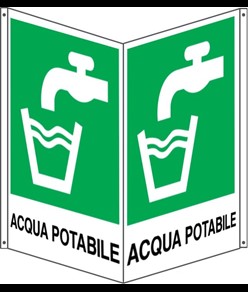 Cartello bifacciale con simbolo 'acqua potabile'