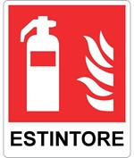 Cartello 'estintore' con scritta - Dim. Varie