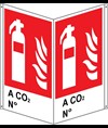 Cartello bifacciale con simbolo estintore ' A CO2 N°'