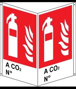 Cartello bifacciale con simbolo estintore ' A CO2 N°'
