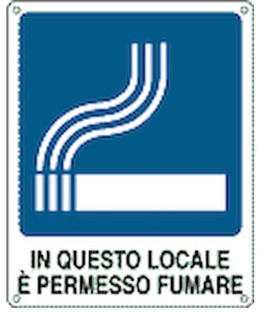 Cartello con scritta 'in questo locale è permesso fumare' in alluminio Cartello con scritta 'in questo locale è permesso fumare' in alluminio