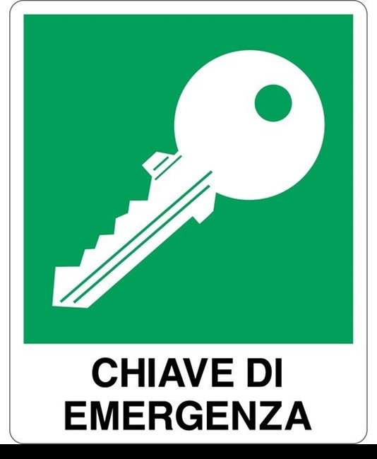 etichette adesive 'chiave di emergenza' con simbolo e scritta