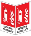Cartello bifacciale con simbolo 'estintore carrellato'