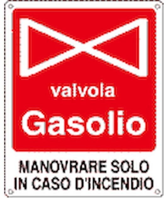 Cartello con scritta 'valvola gasolio' in alluminio Cartello con scritta 'valvola gasolio' in alluminio