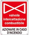 Cartello con scritta 'valvola intercettazione combustibile'