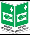 Cartello bifacciale con simbolo  'barella di pronto soccorso'