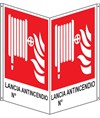 Cartello bifacciale con 'lancia antincendio N°'