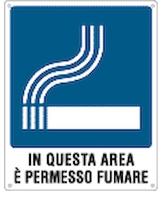 Cartello con scritta 'in questa area è permesso fumare' in alluminio Cartello con scritta 'in questa area è permesso fumare' in alluminio