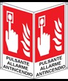 Cartello bifacciale con simbolo 'pulsante allarme antincendio'
