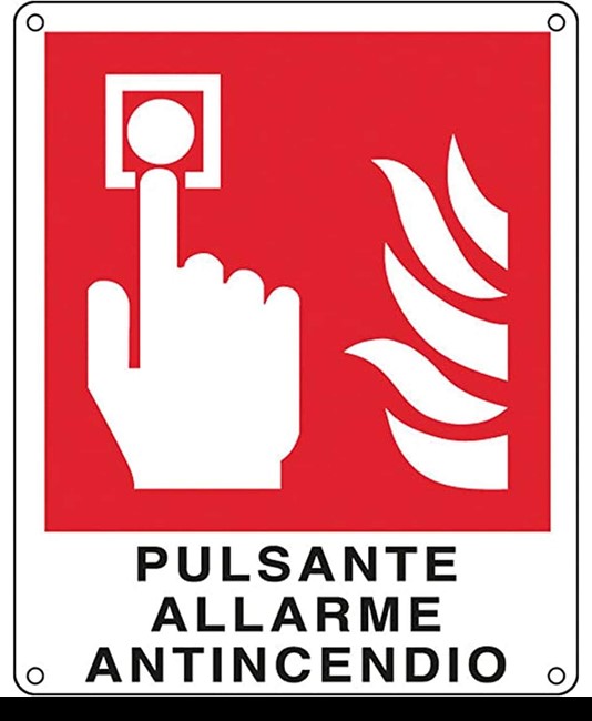 etichette adesive scritta 'pulsante allarme antincendio'