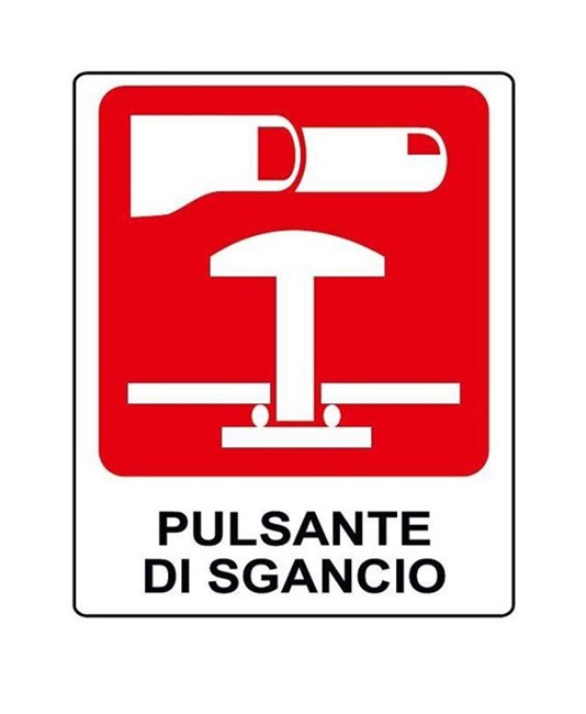 Cartello 'pulsante di sgancio' Cartello 'pulsante di sgancio'