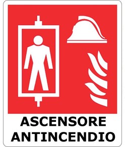 Cartello con scritta 'ascensore antincendio'