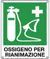 Cartello di emergenza con scritta 'ossigeno per rianimazione'