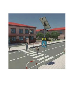 Lampeggianti strisce pedonali  con targhe e pannelli fotovoltaici