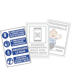 Cartello 'Controllo Green Pass' vari tipi e dimensioni