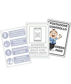 Cartello 'Controllo Green Pass' vari tipi e dimensioni