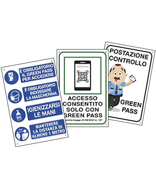 Cartello 'Controllo Green Pass' vari tipi e dimensioni Cartello 'Controllo Green Pass' vari tipi e dimensioni
