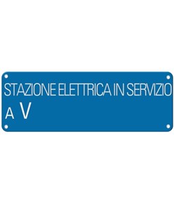 Cartello con scritta 'stazione elettrica in servizio a V__'