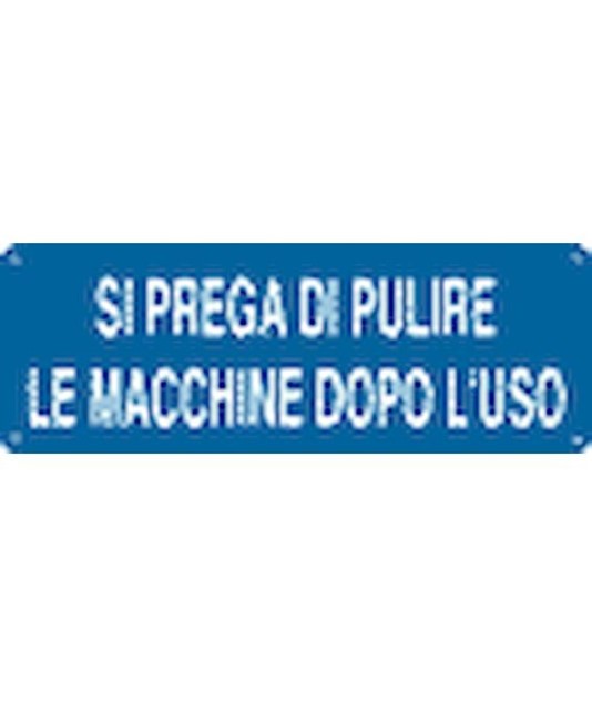 Cartello con scritta 'si prega di pulire le macchine dopo l'uso'