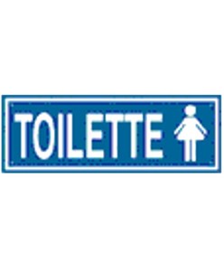 Cartello in alluminio 'toilette donna'. Dim: 350x125mm