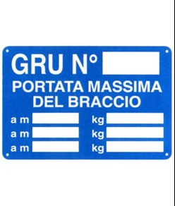 Cartello 'gru n°___ portata massima del