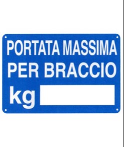 Cartello 'portata massima del braccio kg