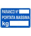 Cartello 'paranco n° ___ portta massima kg