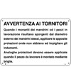 Cartello di norme e istruzioni 'avvertenza ai tornitori'