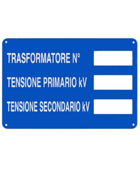 Cartello 'trasformatore n° tensione primario kv Cartello 'trasformatore n° tensione primario kv