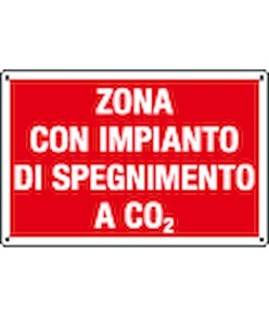 Cartello 'zona con impianto di spegnimento a CO2'