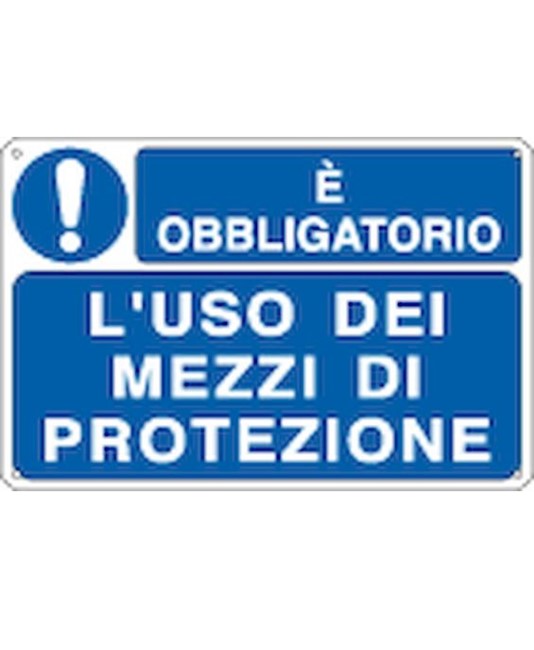 Cartello è obbligatorio l'uso dei mezzi di protezione Cartello è obbligatorio l'uso dei mezzi di protezione