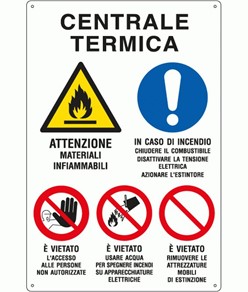 Cartello multisimbolo 'centrale termica'