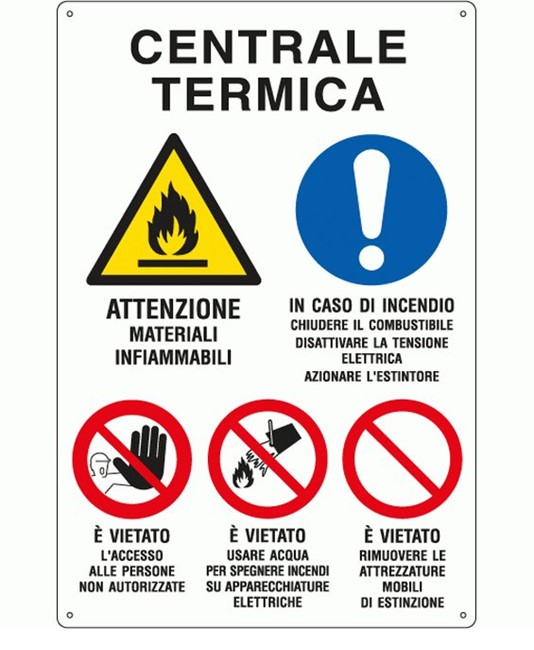 Cartello multisimbolo 'centrale termica' Cartello multisimbolo 'centrale termica'