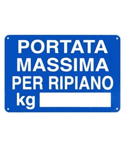 Cartello di informazione 'portata massima per ripiano kg'