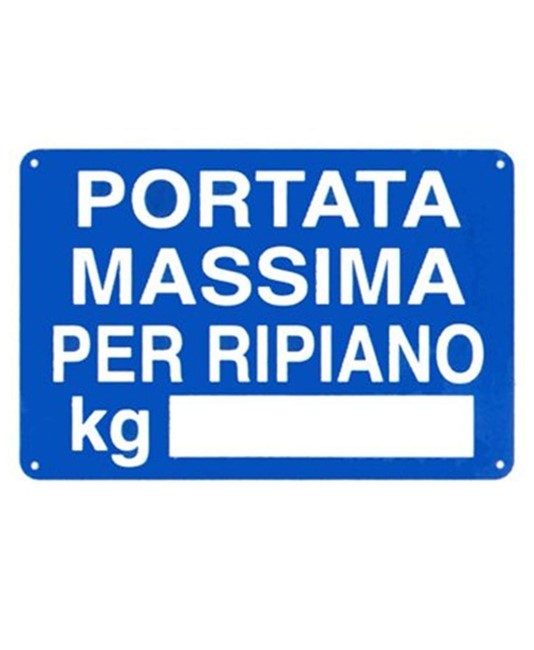 Cartello di informazione 'portata massima per ripiano kg' Cartello di informazione 'portata massima per ripiano kg'