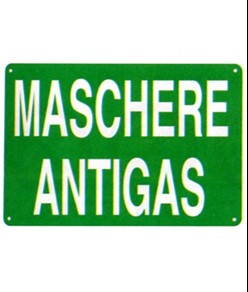 Cartello 'maschere antigas'