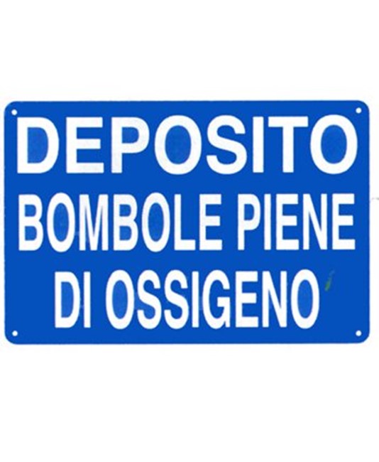 Cartello 'deposito bombole piene di ossigeno Cartello 'deposito bombole piene di ossigeno