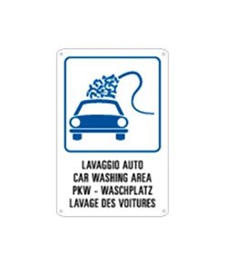 Cartello multilingue 'lavaggio auto'