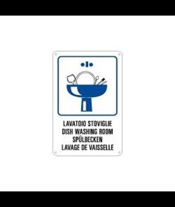 Cartello multilingue 'lavatoio stoviglie'