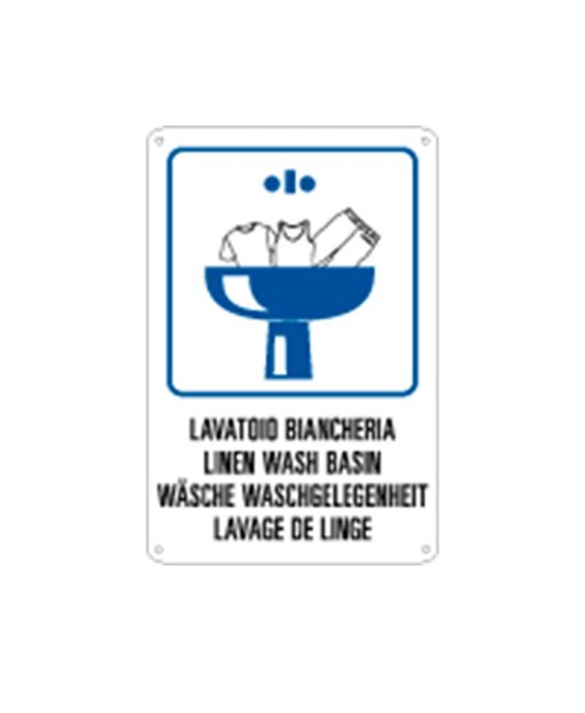 Cartello multilingue 'lavatoio biancheria'