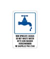 Cartello multilingue 'non sprecare l'acqua'