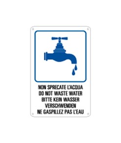 Cartello multilingue 'non sprecare l'acqua'