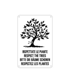 Cartello multilingue 'rispettate le piante'