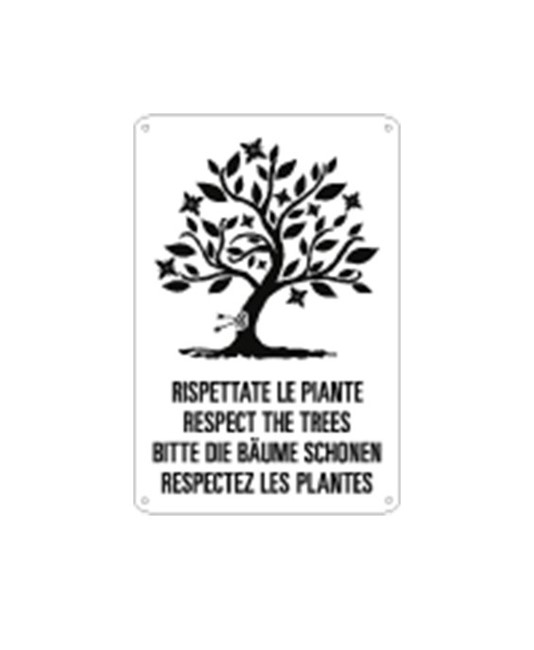 Cartello multilingue 'rispettate le piante'