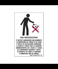 Cartello multilingue 'no mozziconi'