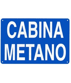 Etichetta adesiva scritta 'cabina metano'