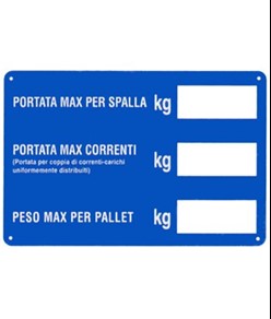 Cartello 'portata max per spalla