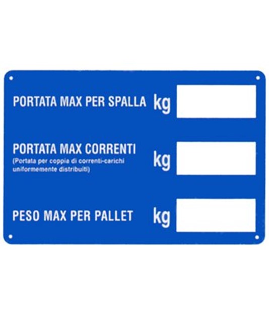 Cartello 'portata max per spalla